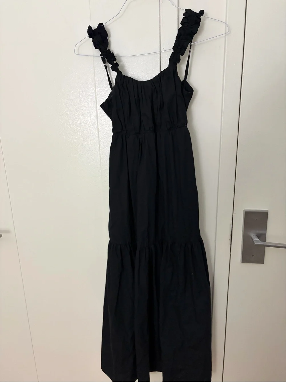 Abercrombie Black Ruffle Strap Maxi Dress